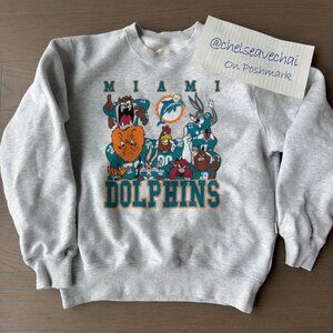 Vintage Miami Dolphins Looney Tunes Football Sweatshirt, Retro 90s NFL Shirt Tee